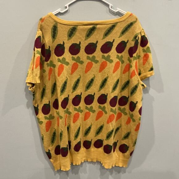 ModCloth Womens Short Sleeve Novelty Sweater Size 3X Mustard Yellow Vegetable - Picture 6 of 9
